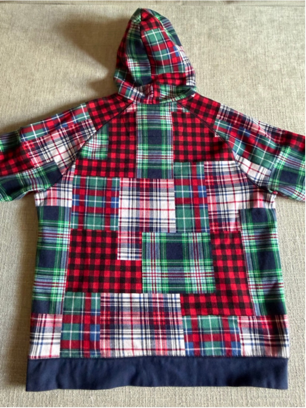 Lands' End Serious Sweats patchwork plaid pullover hoodie sweatshirt size large - Picture 11 of 11